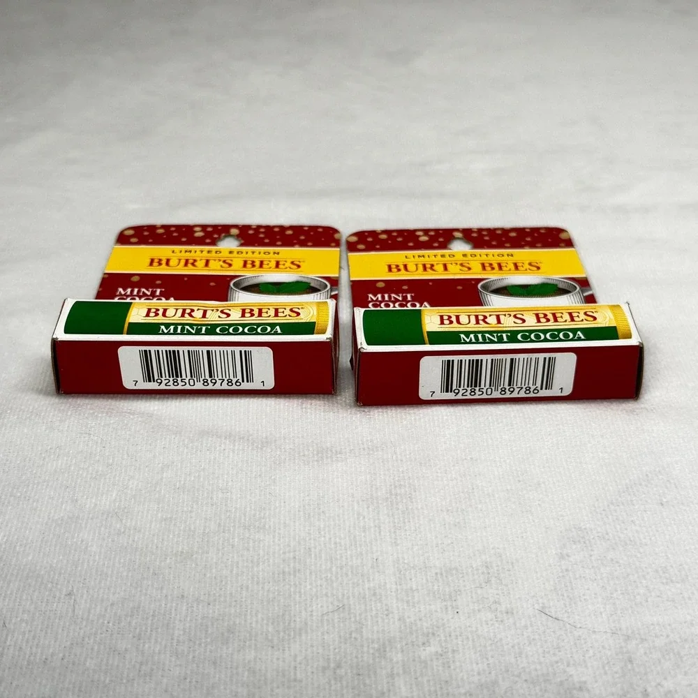 2X Burt's Bees Lip Balm Limited Edition Mint Cocoa Moisturizing 0.15oz New